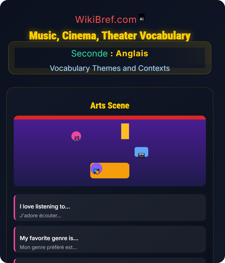 Sports, Arts and Leisure Vocabulary Themes and Contexts