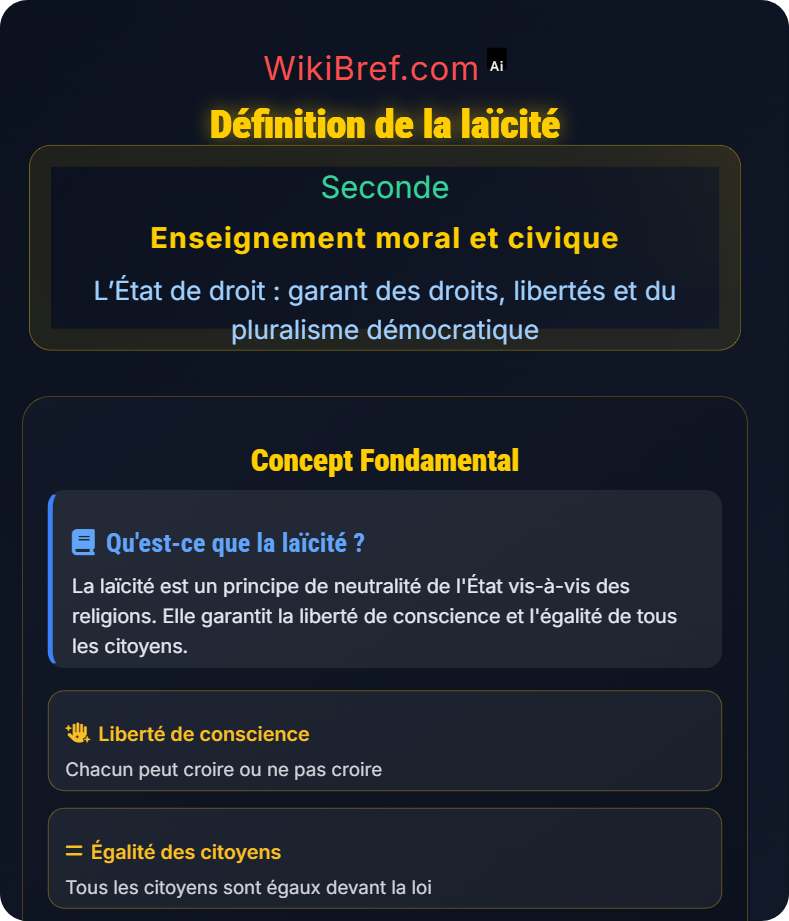 La laïcité en France L’État de droit : garant des droits, libertés et du pluralisme démocratique