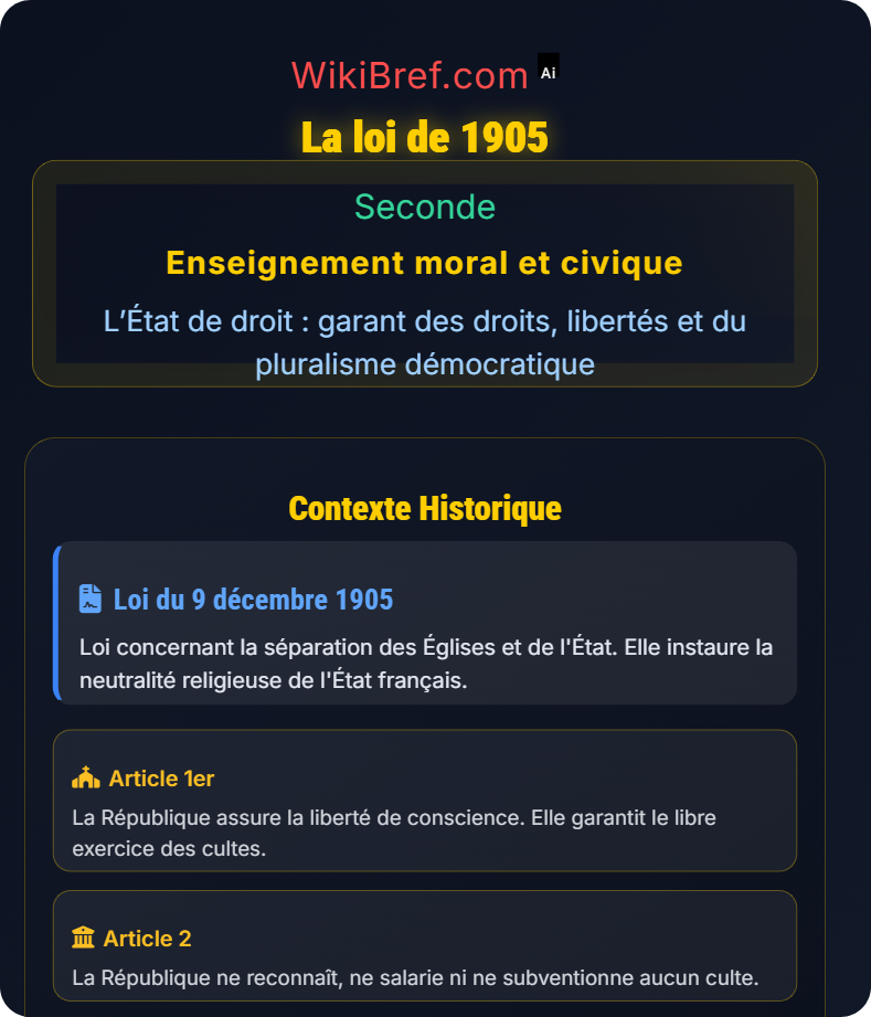 La laïcité en France L’État de droit : garant des droits, libertés et du pluralisme démocratique