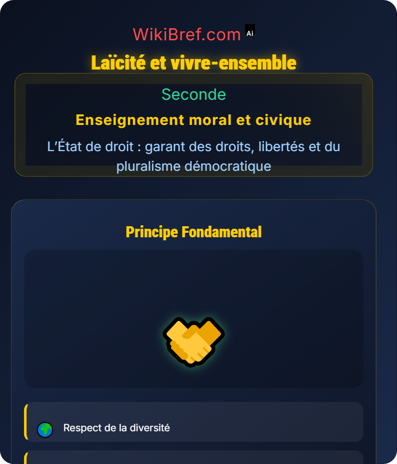 La laïcité en France L’État de droit : garant des droits, libertés et du pluralisme démocratique