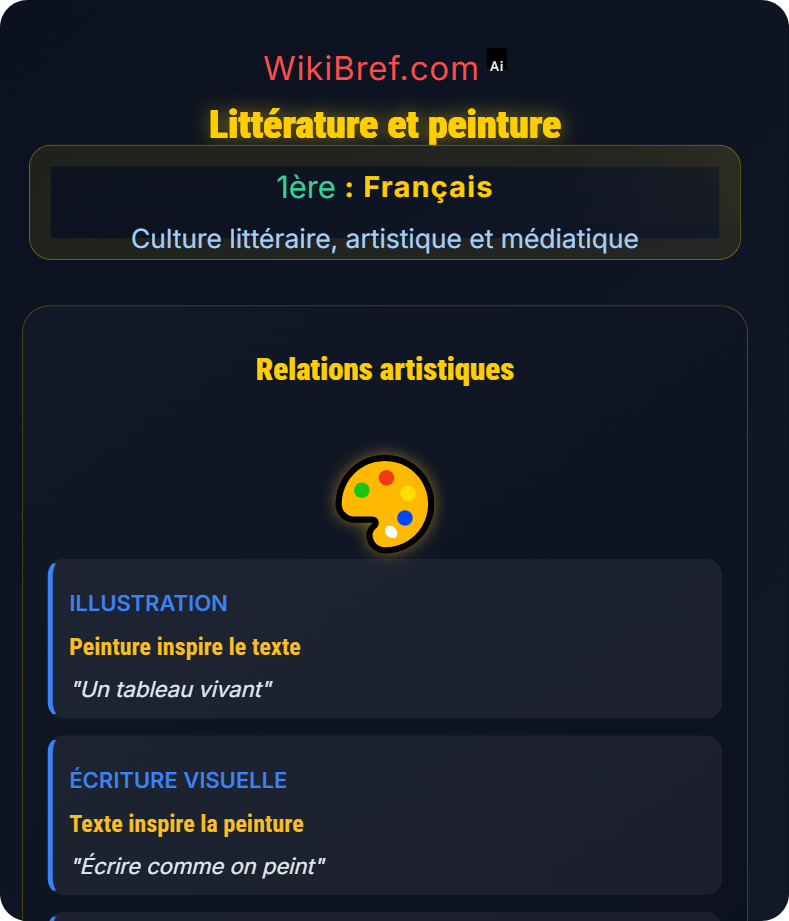 Littérature et arts Culture littéraire, artistique et médiatique