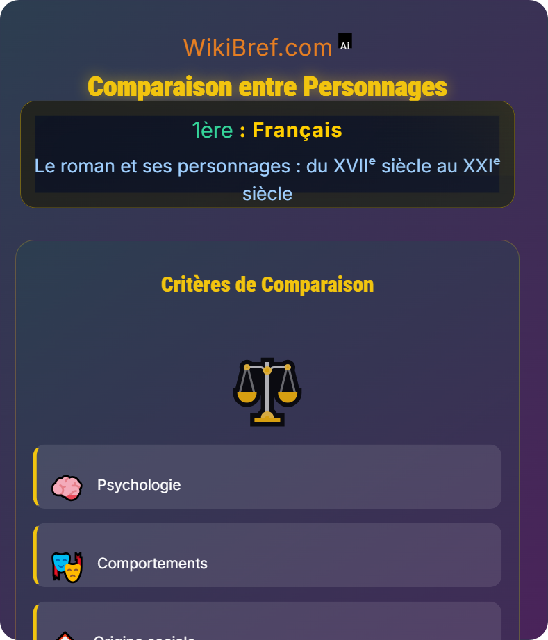 Le personnage de roman : fonctions et types Le roman et ses personnages : du XVIIᵉ siècle au XXIᵉ siècle