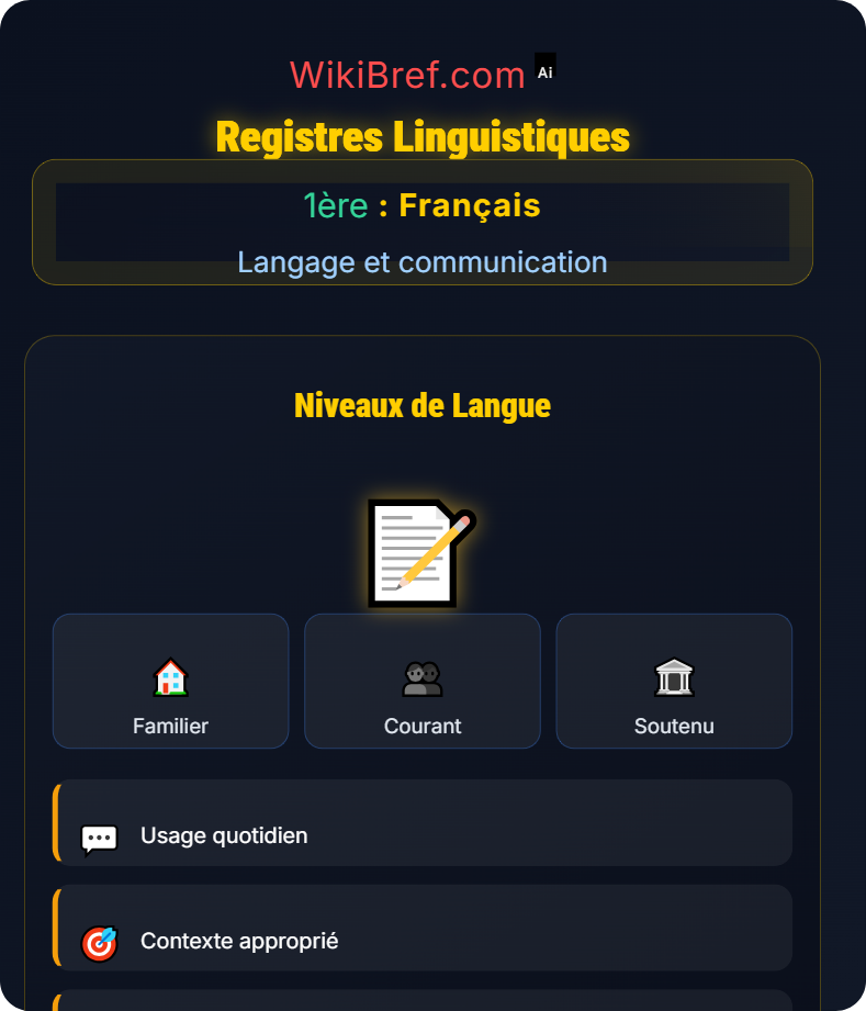 Les registres et styles Langage et communication