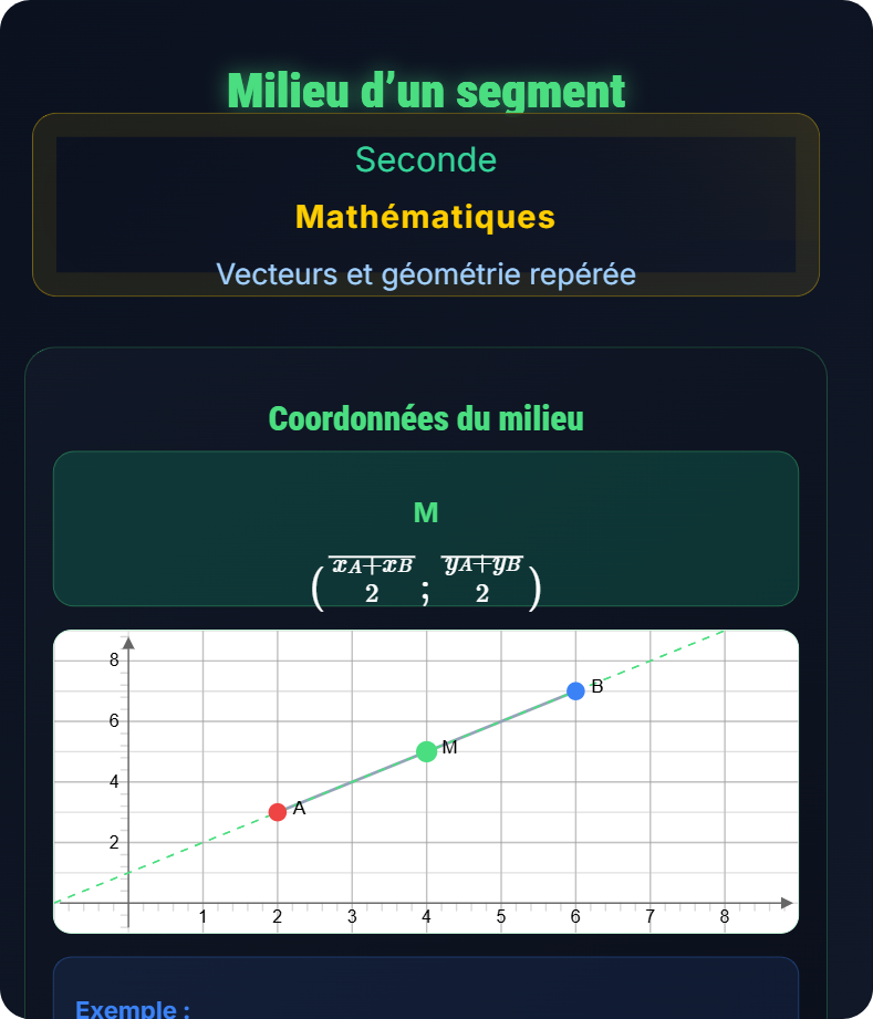 Milieu – distance – équation de droite Vecteurs et géométrie repérée
