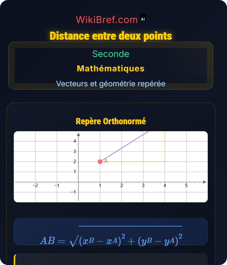 Milieu – distance – équation de droite Vecteurs et géométrie repérée