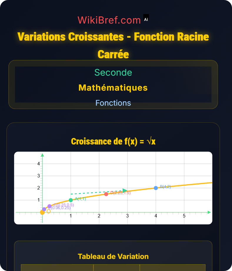 Fonction racine carrée Fonctions