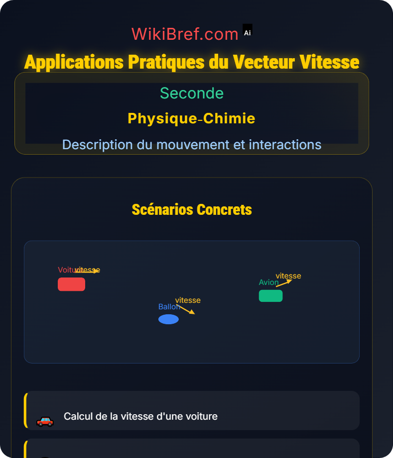 Représentation d’un vecteur vitesse Description du mouvement et interactions