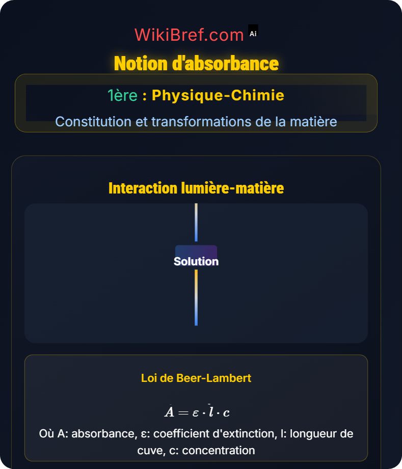 Absorbance et spectres Constitution et transformations de la matière