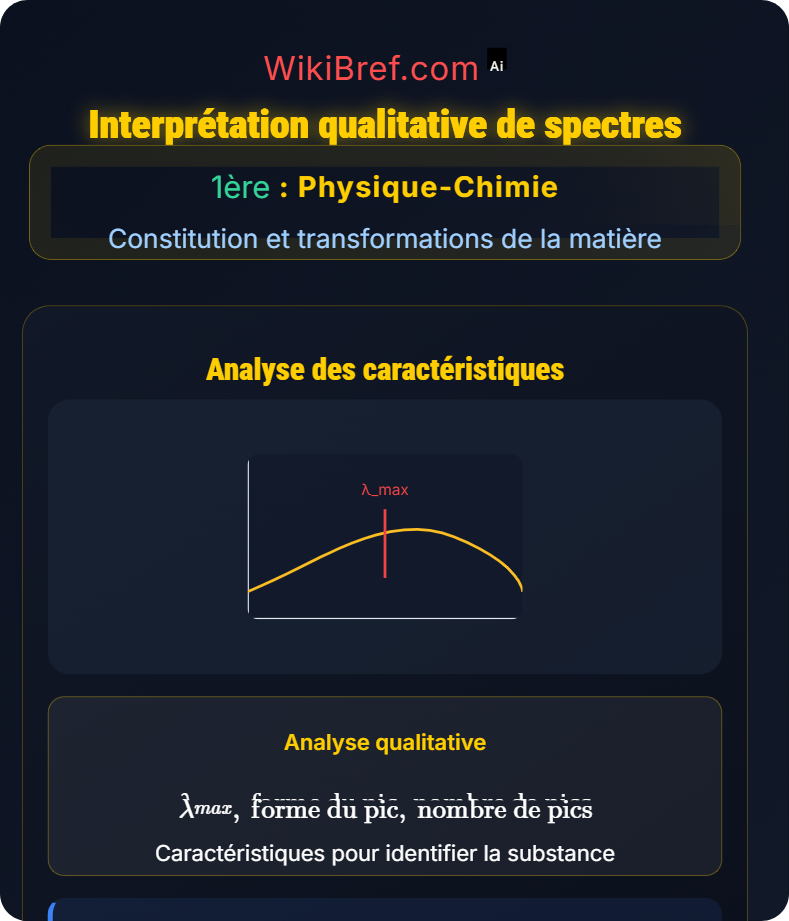 Absorbance et spectres Constitution et transformations de la matière