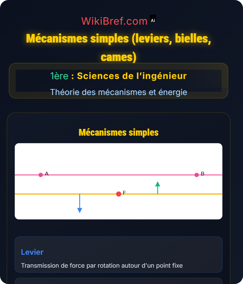 Types de mécanismes Théorie des mécanismes et énergie