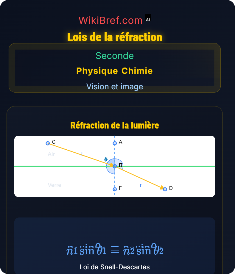 Réflexion et réfraction de la lumière Vision et image