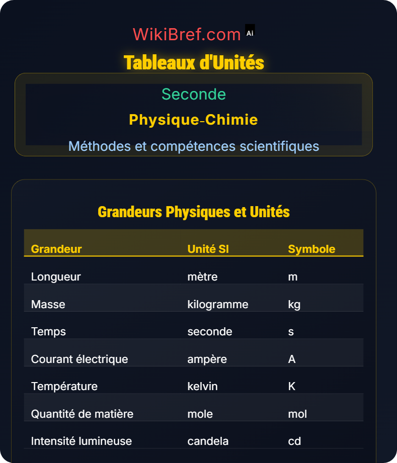 Mesures et unités Méthodes et compétences scientifiques