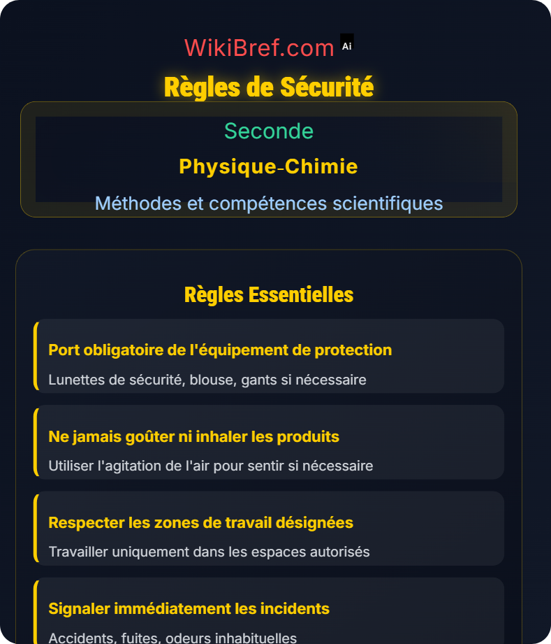 Matériel de laboratoire et sécurité Méthodes et compétences scientifiques