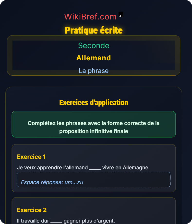 Proposition infinitive et finale La phrase