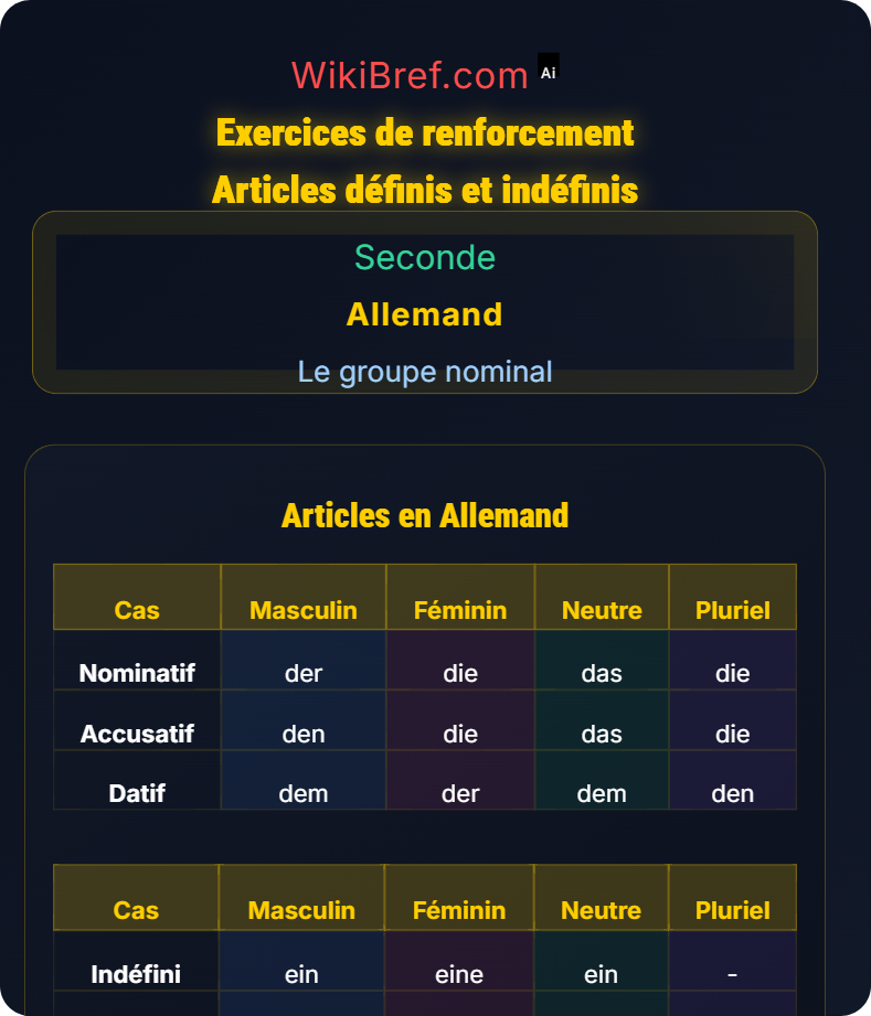 Articles définis et indéfinis Le groupe nominal