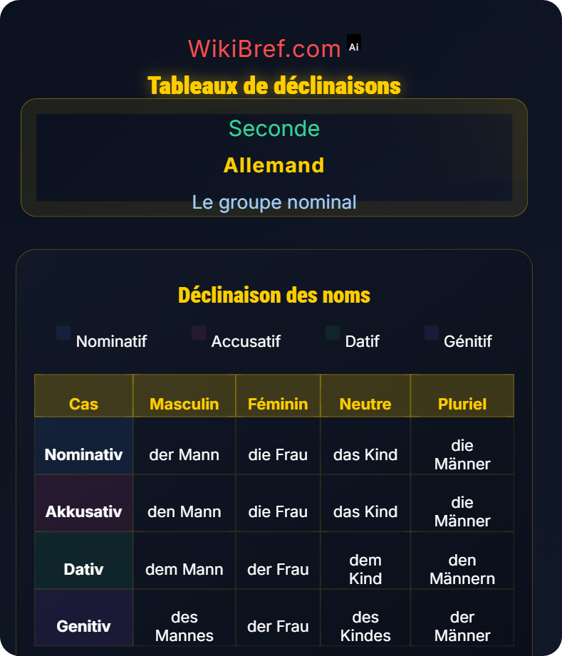Déclinaisons des noms, adjectifs et déterminants Le groupe nominal