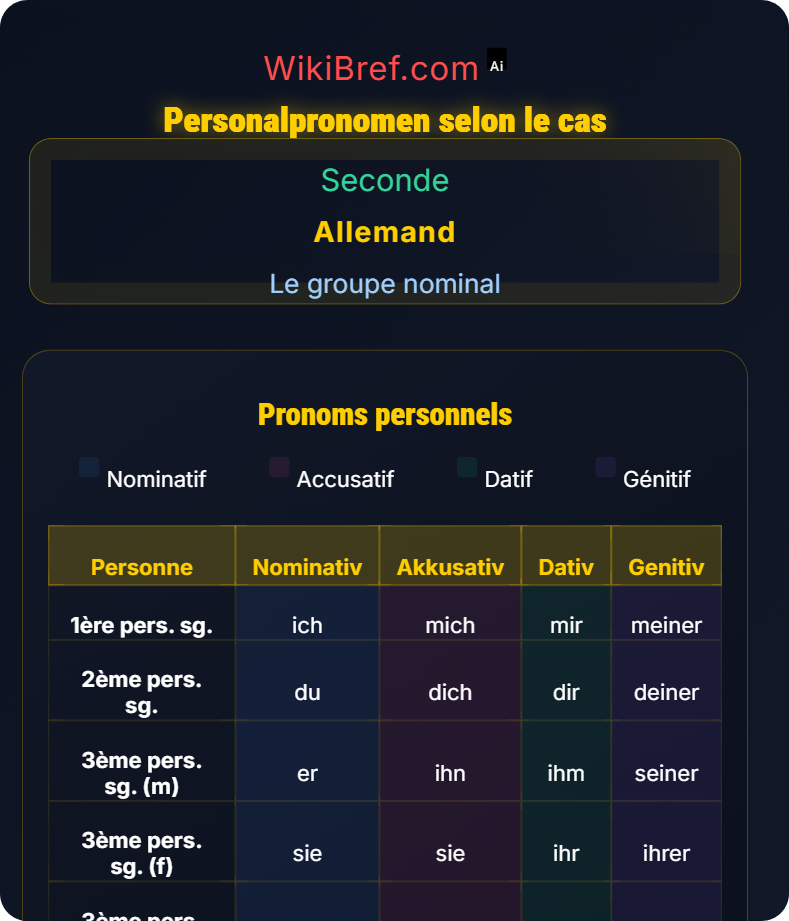 Pronoms personnels et réfléchis Le groupe nominal