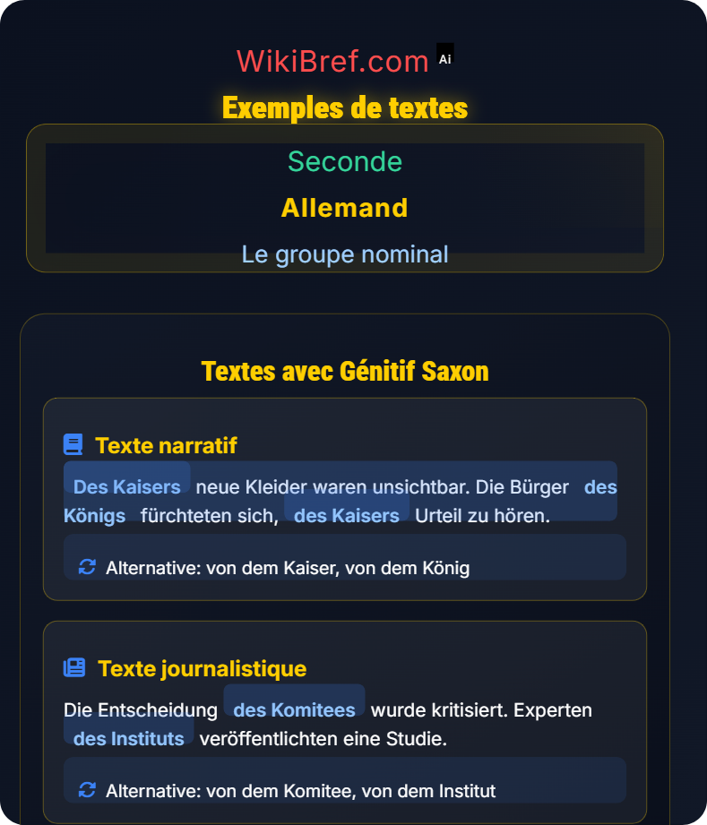 Le génitif saxon vs von + datif Le groupe nominal