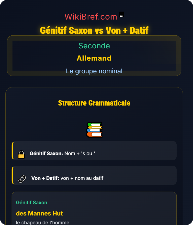 Le génitif saxon vs von + datif Le groupe nominal