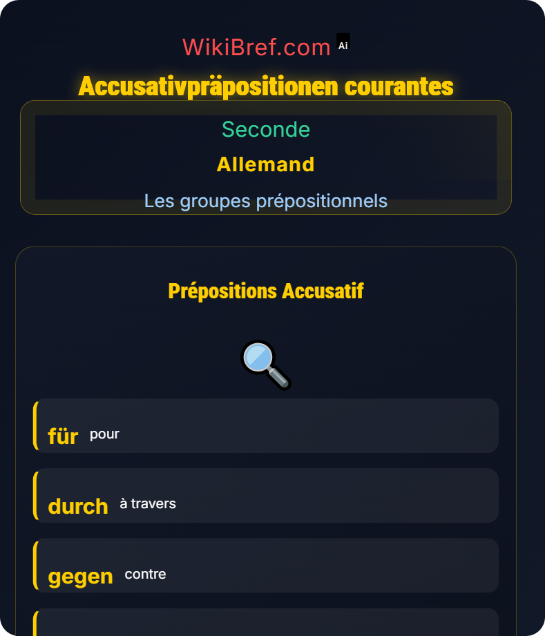 Prépositions avec accusatif et datif Les groupes prépositionnels