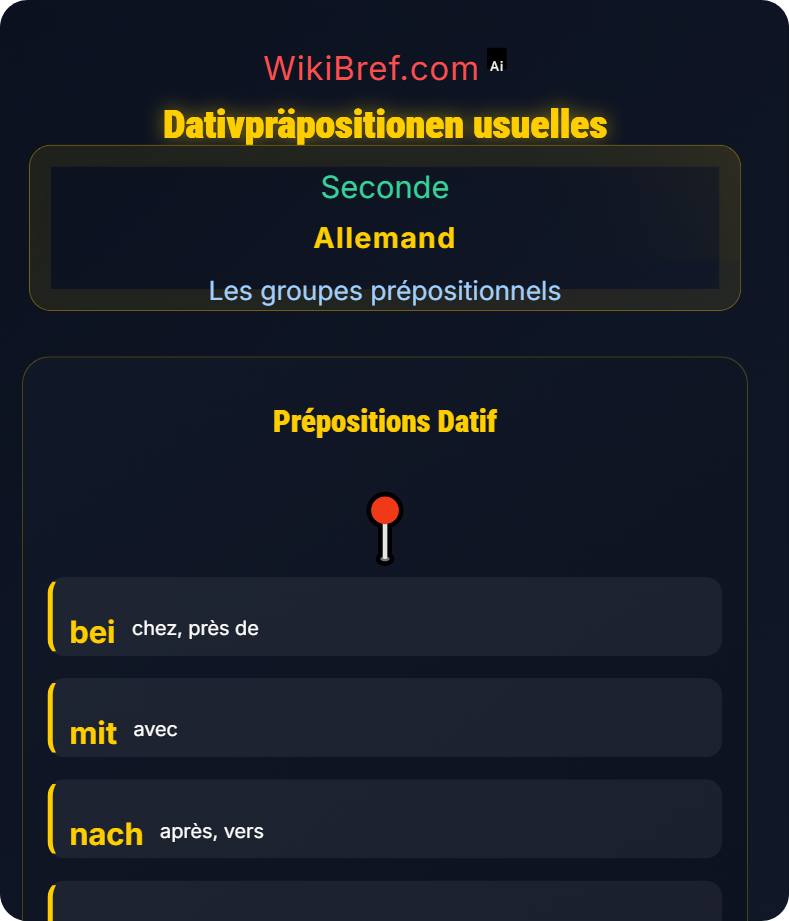 Prépositions avec accusatif et datif Les groupes prépositionnels