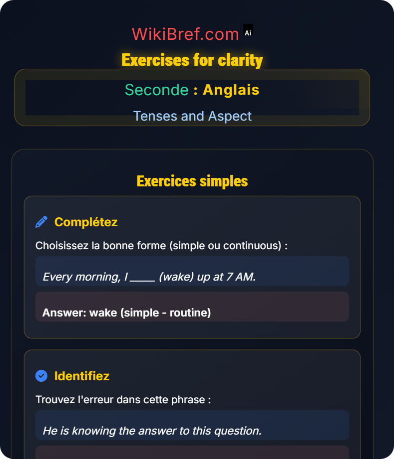 Continuous vs Simple Aspect Tenses and Aspect