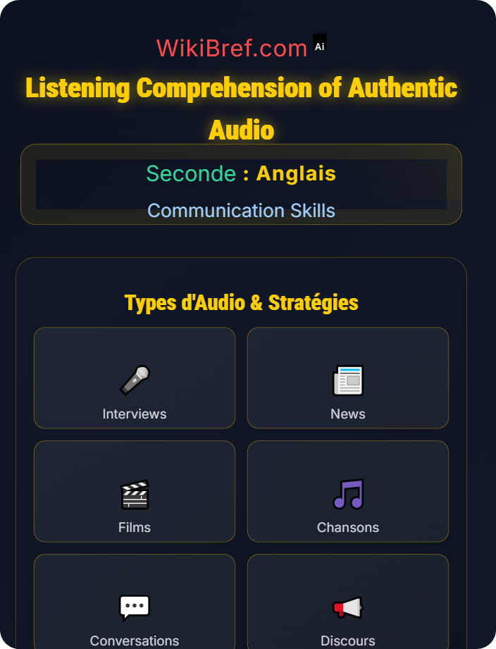 Listening comprehension of authentic audio Listening and Speaking
