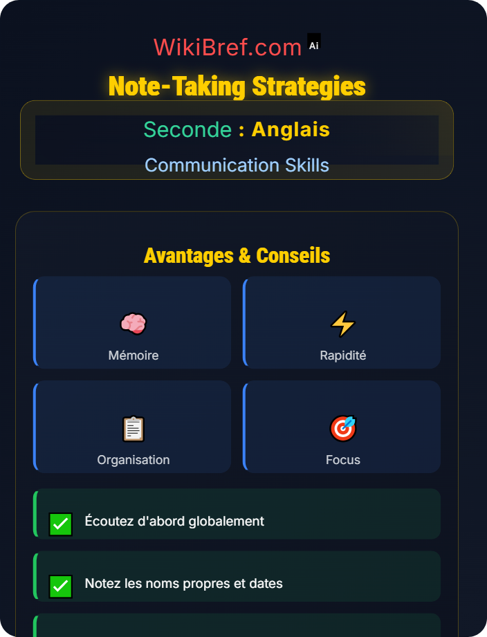 Note-taking strategies Listening and Speaking