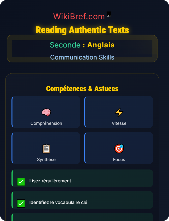 Reading authentic texts Reading and Writing