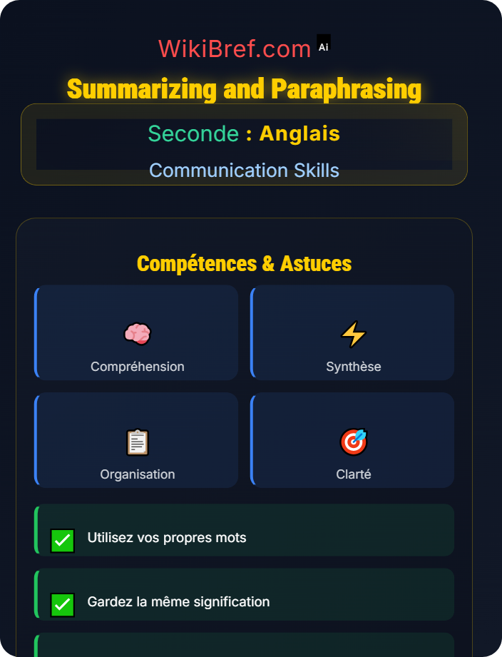 Summarizing and paraphrasing Reading and Writing