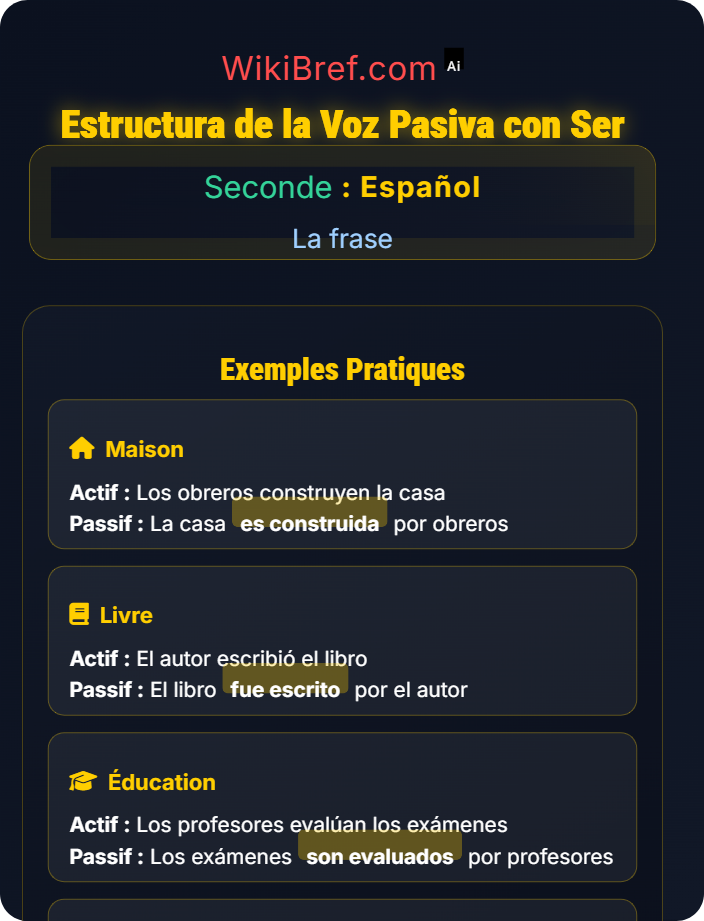 Estructura de la voz pasiva con ser La voz pasiva