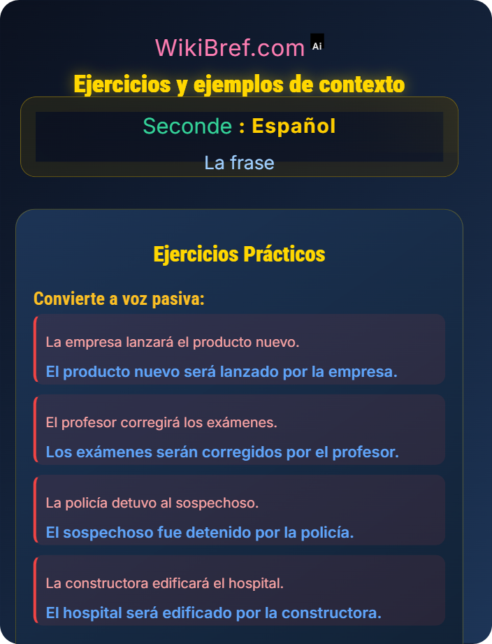 Ejercicios y ejemplos de contexto La voz pasiva