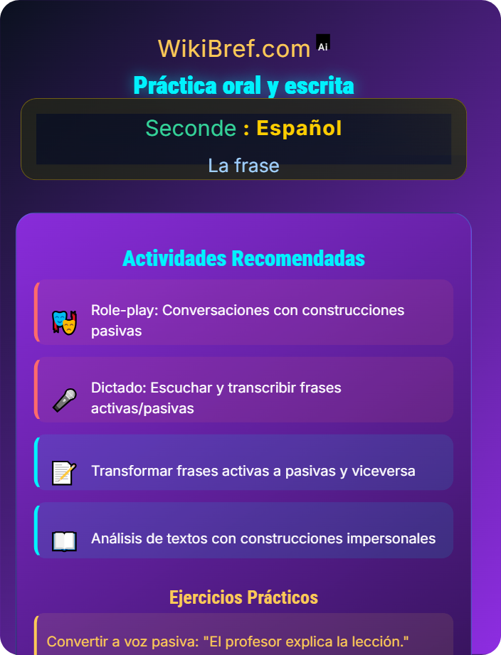 Práctica oral y escrita La voz activa vs pasiva y construcciones impersonales
