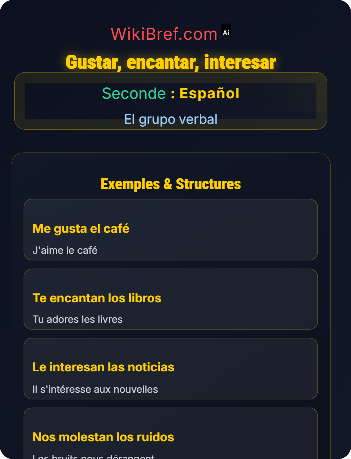 Gustar, encantar, interesar Verbos tipo Gustar y similares