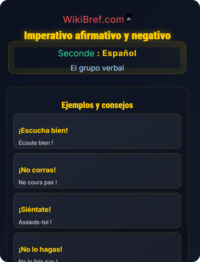 Imperativo afirmativo y negativo El imperativo y consejos