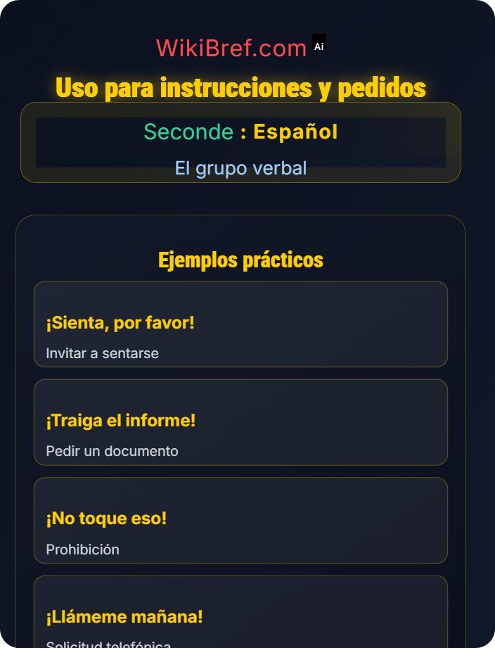 Uso para instrucciones y pedidos El imperativo y consejos