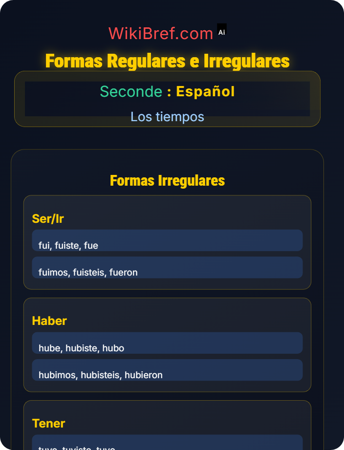 Formas regulares e irregulares Pretérito indefinido