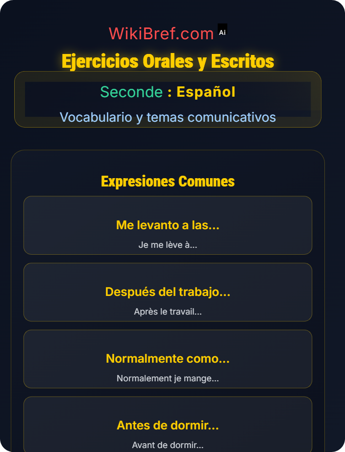 Ejercicios orales y escritos Vida cotidiana y rutinas