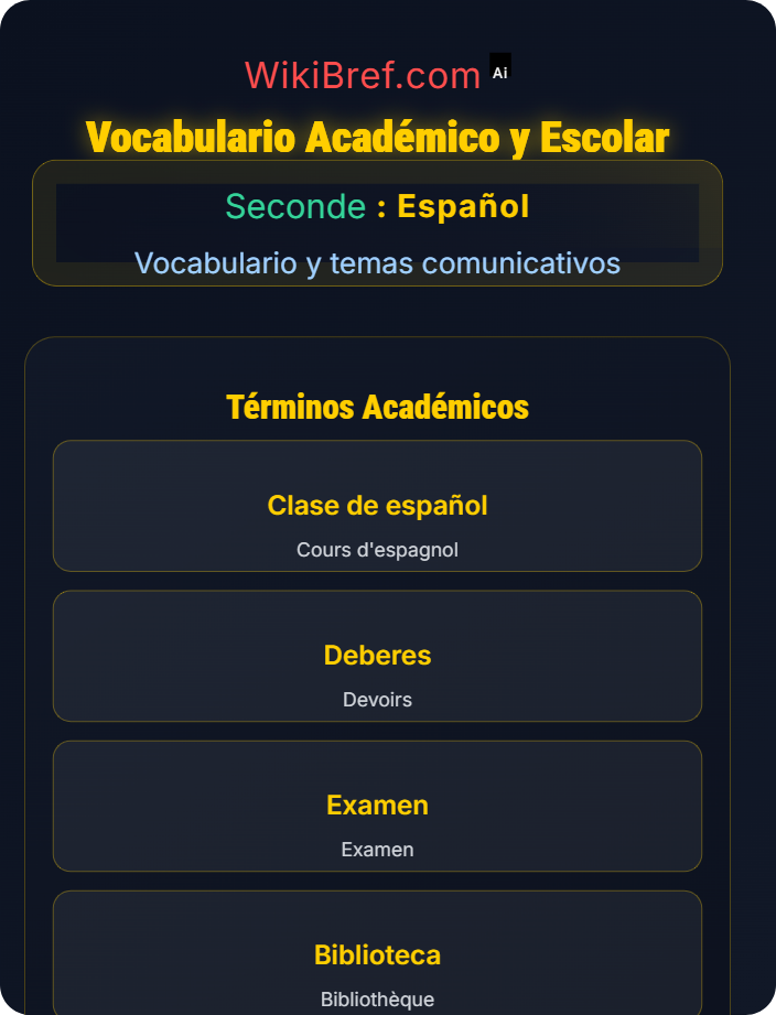 Vocabulario académico y escolar Educación, estudios y futuro profesional