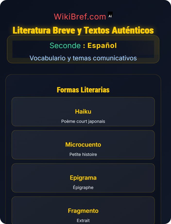 Literatura breve y textos auténticos Cultura y sociedad hispanohablante
