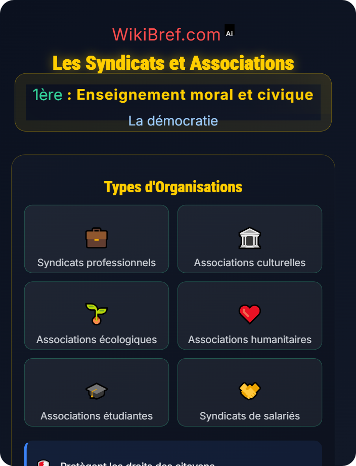 Les syndicats et associations La participation citoyenne