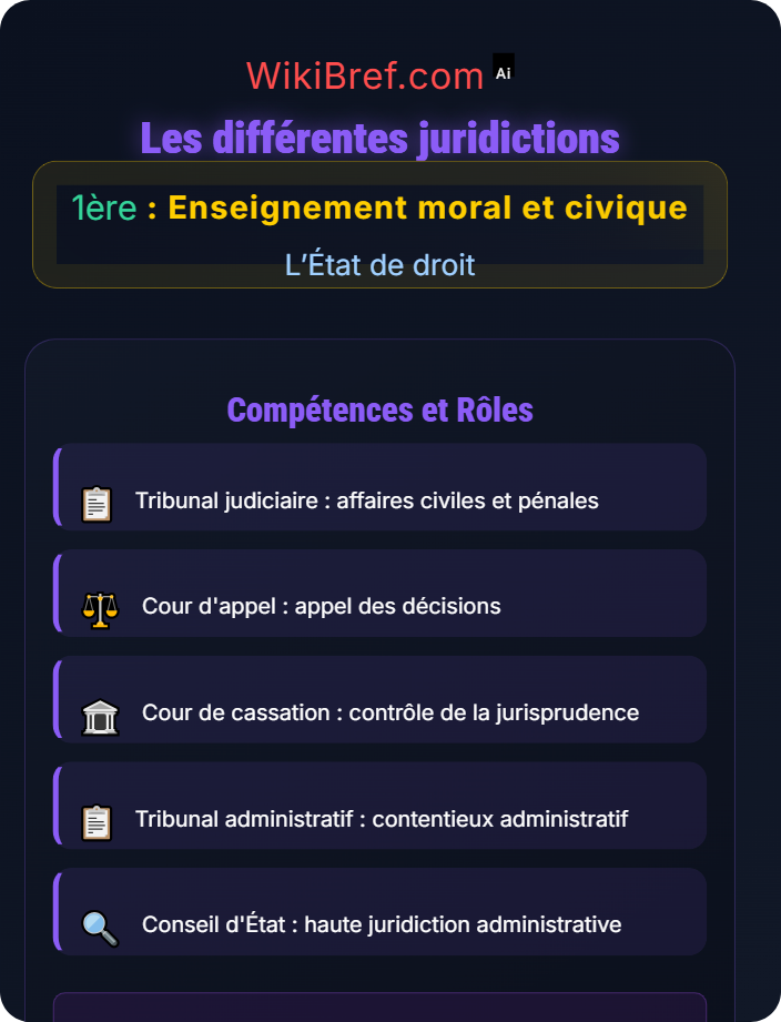 Les différentes juridictions La justice