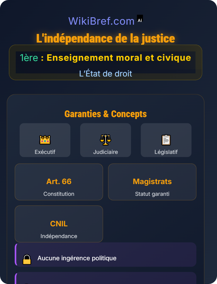 L’indépendance de la justice La justice