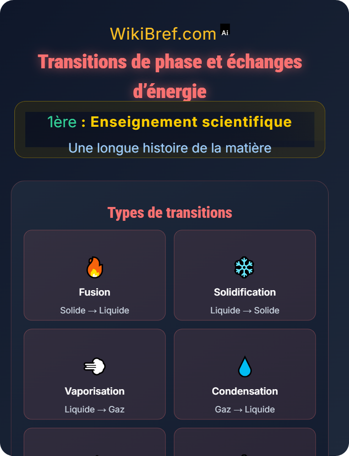 Transitions de phase et échanges d’énergie Interactions entre matière et énergie