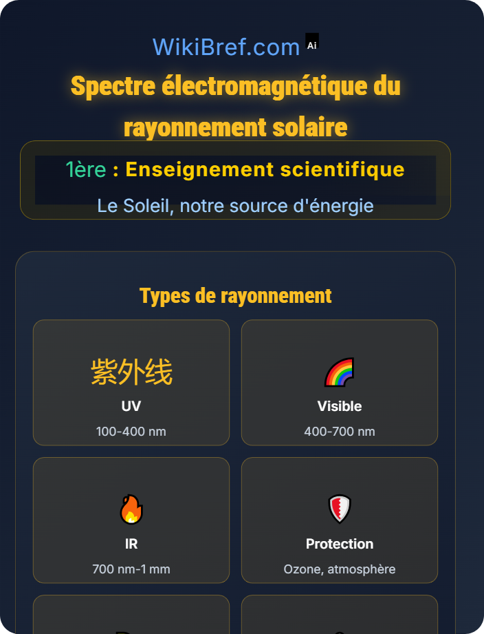 Spectre électromagnétique du rayonnement solaire Le rayonnement solaire