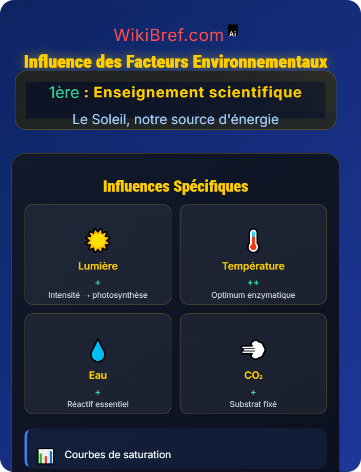 Influence des facteurs environnementaux La photosynthèse : conversion de l'énergie solaire