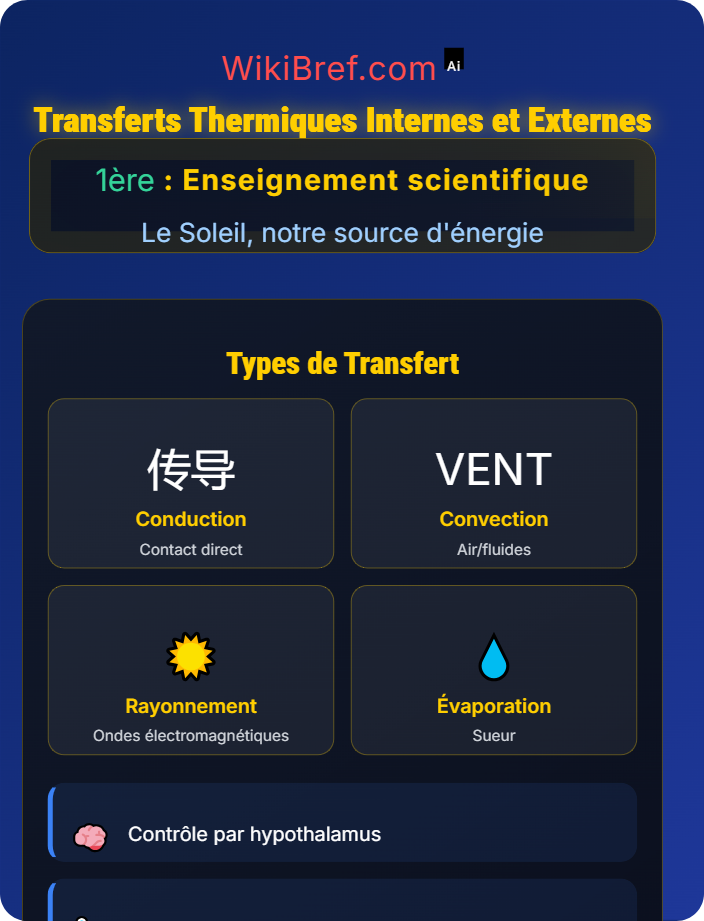 Transferts thermiques internes et externes Le bilan thermique du corps humain