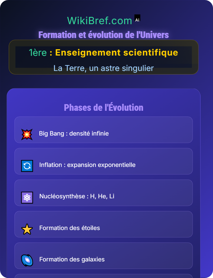Formation et évolution de l’Univers La Terre dans l'Univers