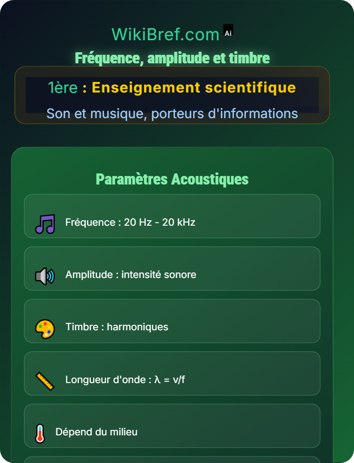 Fréquence, amplitude et timbre Le son, phénomène vibratoire