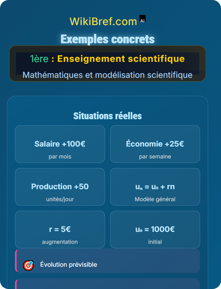 Exemples concrets Croissance linéaire et suites arithmétiques